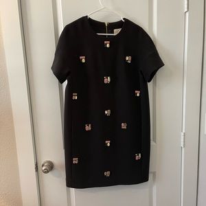 Kate Spade shift dress with embellishments, size 8, black